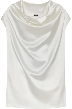 Kiton Blouses & Shirts, Dames, Wit, S, Zijden Blouse met Drapé