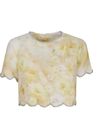 ZIMMERMANN Tops, Dames, Veelkleurig, S, Linnen, Blauwe Linnen Topwear