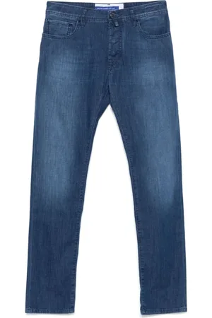 Jacob Cohen Jeans, Heren, Blauw, W38, Indigo Blauwe Klassieke Knoopsluiting Jeans