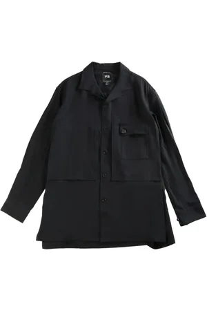 Y-3 Overhemden, Heren, Zwart, S, Rayon, Rayon Twill Overhemd