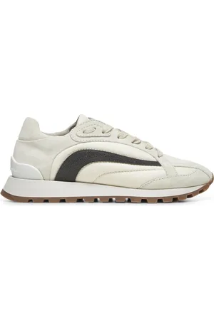 Brunello Cucinelli Schoenen, Dames, Veelkleurig, 38 EU, Suède, canvas en suède sneakers met Precious Contour