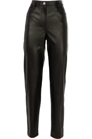 Patrizia Pepe Broeken, Dames, Zwart, L, Slim Fit Faux Leather Broek