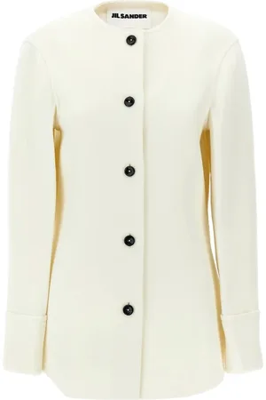 Jil Sander Jassen, Dames, Wit, M, Katoen, Casual Blauw Overhemd