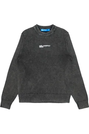 Karl Lagerfeld Truien, Heren, Zwart, L, Katoen, Rondgebreide trui