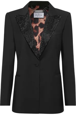Philipp Plein Jassen, Dames, Zwart, M, Elegante Zwarte Blazer