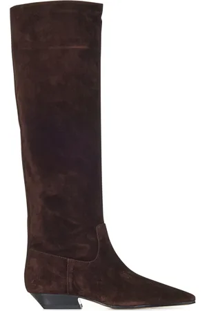 Khaite Schoenen, Dames, Bruin, 38 EU, Leer, Bruine Enkellaarsjes Elegante Comfortabele Stijl