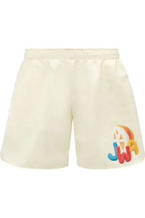 J.W.Anderson Korte broeken, Dames, , L, Polyester, Logo-print Crème Zwemshorts