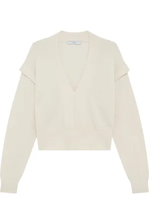 IRO Truien, Dames, Wit, S, Wol, V-hals Truien