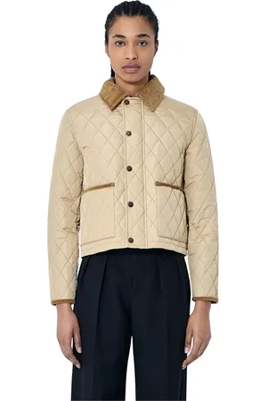 Burberry Jassen, Dames, , M, Velvet Trim Quilted Short Jacket