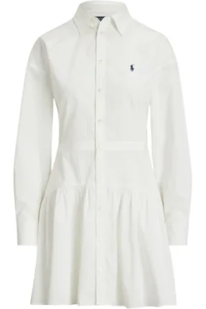 Ralph Lauren Kleedjes, Dames, Wit, M, Katoen, Katoenen popeline overhemdjurk