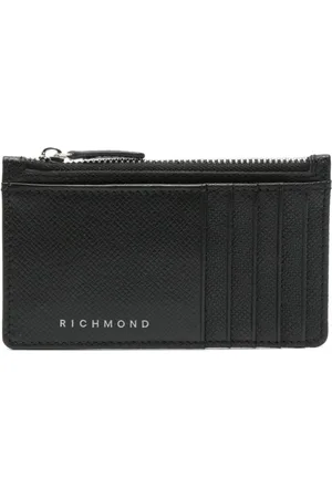 John Richmond Accessoires, Heren, Zwart, ONE Size, Zwarte zwarte portemonnee met ritssluiting