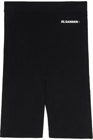Jil Sander Korte broeken, Dames, Zwart, XS, Katoen, Logo Shorts