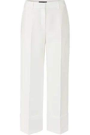 Marc Cain Broeken, Dames, Wit, M, Polyester, Wukari Cropped Broek met Cargozak