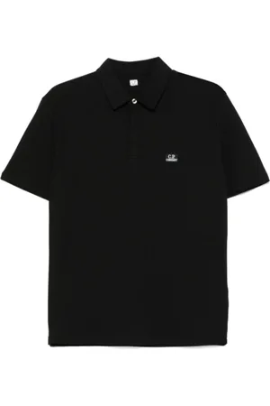 C.P. Company Tops, Heren, Zwart, XL, Katoen, Zwarte Logo Polo T-shirts en Polo