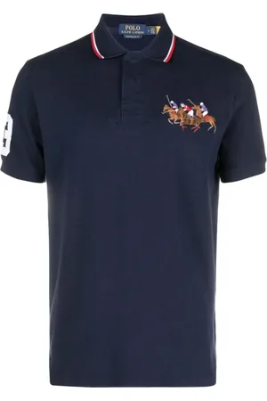Ralph Lauren Tops, Heren, Blauw, 2Xl, Katoen, Polo Shirt met Lange Mouwen