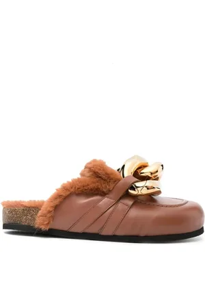 J.W.Anderson Schoenen, Dames, Bruin, 36 EU, Leer, Casual Loafers met Synthetische Vacht