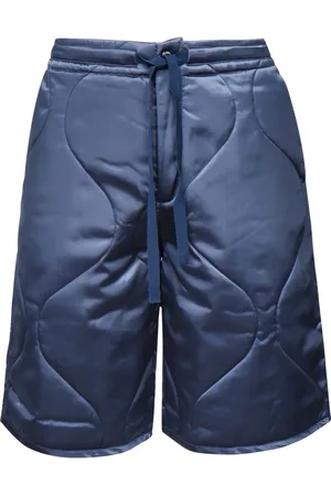 J.W.Anderson Korte broeken, Heren, Blauw, L, Satijn, Gewatteerde satijnen shorts met elastische tailleband