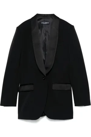 Dolce & Gabbana Jassen, Dames, Zwart, M, Zwarte jas met schoudervullingen