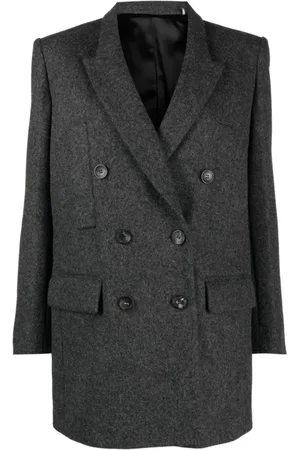 Isabel Marant Jassen, Dames, Grijs, S, Wol, Floyd Double-Breasted Blazer