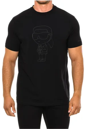 Karl Lagerfeld Tops, Heren, Zwart, 2Xl, Katoen, T-shirt met korte mouwen, klassieke stijl