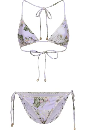 ZIMMERMANN Badkleding, Dames, Veelkleurig, L, Lilac Floral Crochet Bikini
