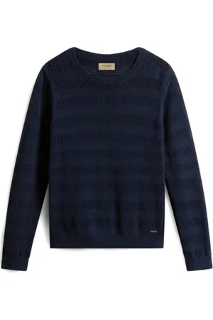 Woolrich Truien, Heren, Blauw, L, Katoen, Katoenen Crewneck Logo Sweatshirt