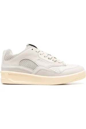 Jil Sander Schoenen, Dames, Grijs, 36 EU, Leer, Panelled Low-Top Sneakers