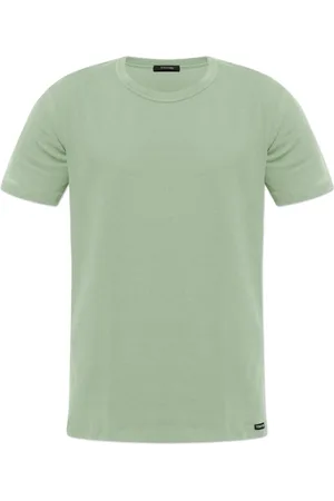 Tom Ford Tops, Heren, Groen, S, Katoen, T-shirt met Logopatch van Ondergoed