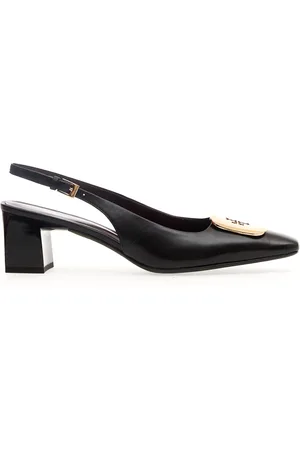 Tory Burch Schoenen, Dames, Zwart, 37 1/2 EU, Leer, Slingback Pumps