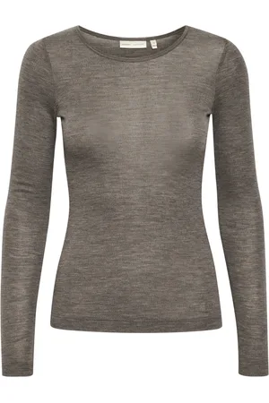 INWEAR Tops, Dames, Bruin, L, Slim Fit Top met Lange Mouwen