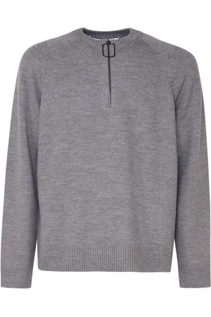 J.W.Anderson Truien, Heren, Grijs, L, Wol, Grijze Zip Sweater met Raglanmouwen