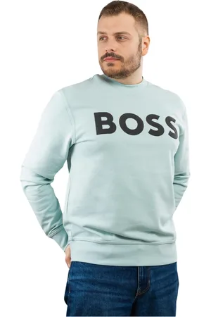 HUGO BOSS Sweatshirts & Hoodies, Heren, Blauw, L, Katoen, Turquoise Ronde Hals Lange Mouw Sweatshirt