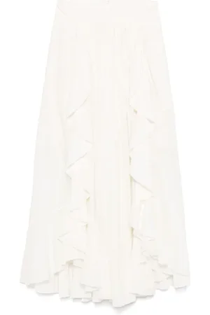 ZIMMERMANN Rokken, Dames, Wit, L, Katoen, Ivoorwit Geplooide Asymmetrische Zoom Rok