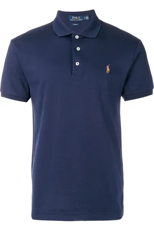 Ralph Lauren Tops, Heren, Blauw, 2Xl, Gebreid Poloshirt met Korte Mouwen