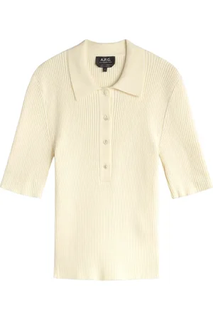 A.P.C. Tops, Dames, Wit, L, Katoen, Luxe Pima Katoen Polo Danae