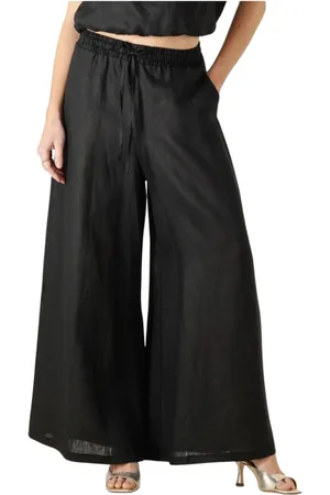 Greek Archaic Kori Broeken, Dames, Zwart, S, Linnen, Wijde Linnen Broek voor Vrouwen