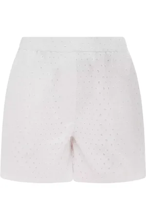 Kenzo Korte broeken, Dames, Wit, S, Katoen, Broderie Anglaise Shorts
