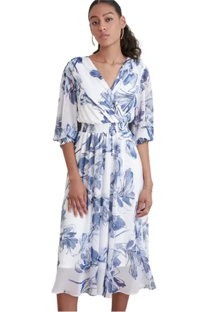 Joseph Ribkoff Kleedjes, Dames, Blauw, L, Polyester, Bloemen Wrap Jurk