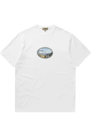 Woolrich Tops, Heren, Wit, L, Katoen, Landscape Tee Bright