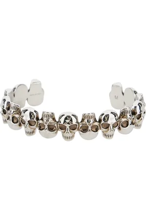 Alexander McQueen Accessoires, Heren, Grijs, M, Grijze Skull Armband