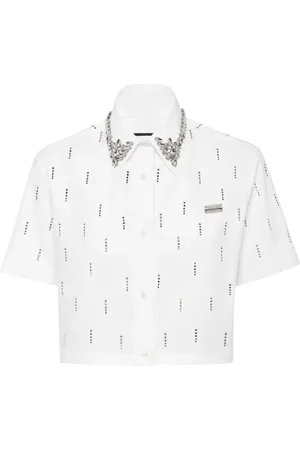Philipp Plein Blouses & Shirts, Dames, Wit, L, Stijlvol overhemd met uniek design