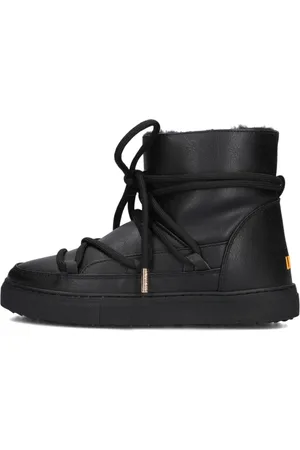 INUIKII Schoenen, Dames, Zwart, 37 EU, Leer, Zwarte Winterlaarzen van Imitatiebont