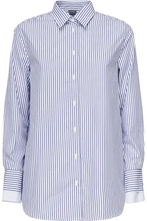 FAY Blouses & Shirts, Dames, Blauw, S, Katoen, Gestreept katoenen overhemd met zeilkraag