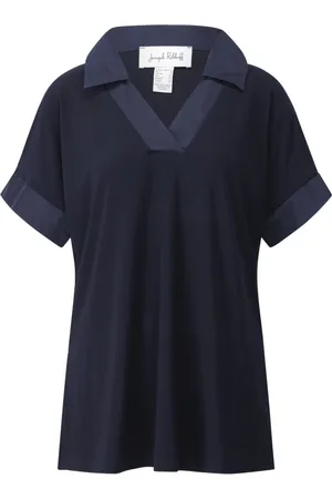 Joseph Ribkoff Tops, Dames, Blauw, 3Xl, Stretch Polo Shirt met V-hals