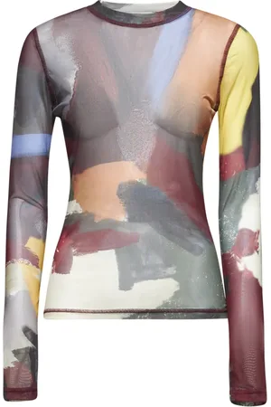 J.W.Anderson Tops, Dames, Veelkleurig, M, Polyester, Abstract Print Crewneck Sweater