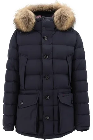 Kiton Jassen, Heren, Blauw, 2Xl, Leer, Leren parka met vetersluiting