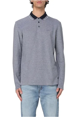 HUGO BOSS Tops, Heren, Blauw, L, Katoen, Lange Mouw Katoenen Polo Shirt