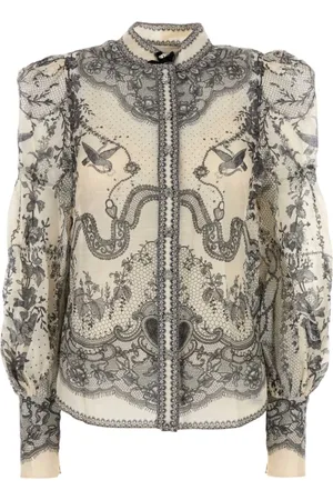 ZIMMERMANN Blouses & Shirts, Dames, Veelkleurig, XS, Linnen, Linnenmix Crush Shirt