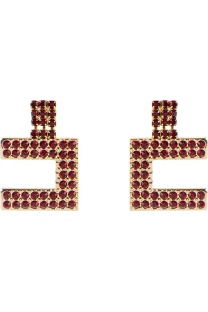 Elisabetta Franchi Accessoires, Dames, Rood, ONE Size, Gouden Rode Zwarte Oorbellen Set