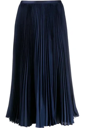 Ralph Lauren Rokken, Dames, Blauw, XS, Polyester, Geplooide Midi Rok